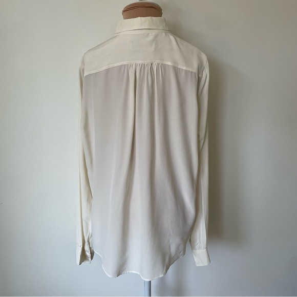 Zadig & Voltaire Tili Deluxe Off White Washed Silk Hidden Snap Button Up NWOT L - Picture 3 of 11